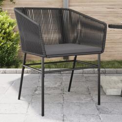 vidaXL 2 db fekete polyrattan kerti szék párnával (369102)
