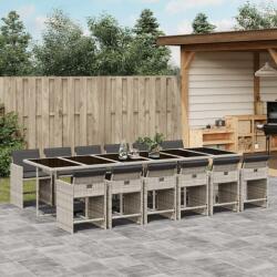 vidaXL 13 részes szürke polyrattan kerti étkezőgarnitúra párnákkal (3277894)
