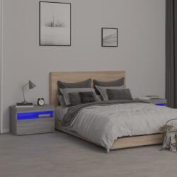 vidaXL 2 db szürke sonoma színű LED-es éjjeliszekrény 60x35x40 cm (3152829)