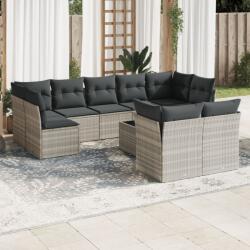vidaXL 10 részes világosszürke polyrattan kerti ülőgarnitúra párnákkal (3218162)