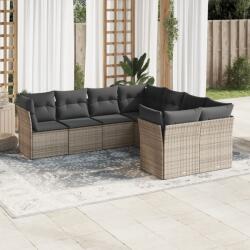 vidaXL 8 részes szürke polyrattan kerti ülőgarnitúra párnákkal (3218590)