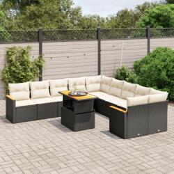 vidaXL 11 részes fekete polyrattan kerti ülőgarnitúra párnákkal (3273261) - vidaxl