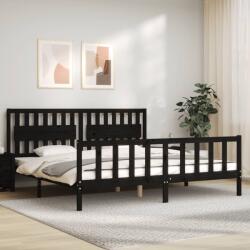 vidaXL fekete tömör fa ágykeret fejtámlával 200 x 200 cm (3192450)