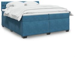 vidaXL kék bársony rugós ágy matraccal 200x200 cm (3288712) - vidaxl
