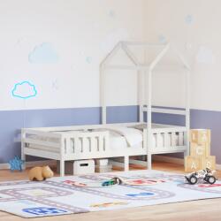vidaXL fehér tömör fenyőfa ágykeret tetővel 100 x 200 cm (3282157) - vidaxl