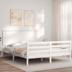 vidaXL fehér tömör fa ágykeret fejtámlával King Size (3195227)