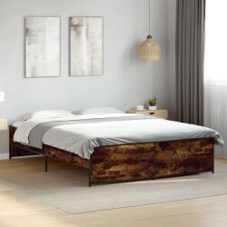 vidaXL füstös tölgy színű szerelt fa és fém ágykeret 140 x 200 cm (3279889)