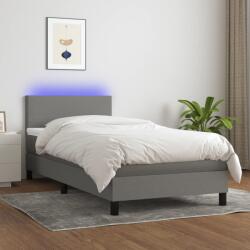 vidaXL sötétszürke szövet rugós és LED-es ágy matraccal 90x190 cm (3132958)