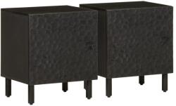 vidaXL 2 db fekete tömör mangófa éjjeliszekrény 40 x 33 x 46 cm (356816)