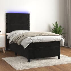 vidaXL fekete bársony rugós és LED-es ágy matraccal 90x190 cm (3136037)
