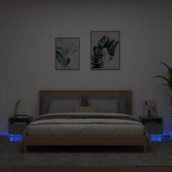 vidaXL 2 db fekete éjjeliszekrény LED-világítással 40 x 39 x 37 cm (836801)