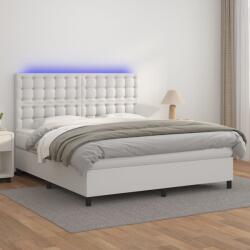 vidaXL fehér műbőr rugós ágy matraccal és LED-del 180x200 cm (3135958)