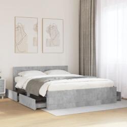 vidaXL betonszürke szerelt fa ágykeret fejtámlával 150x200 cm (3295558) - vidaxl
