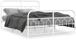 vidaXL fehér fém ágykeret fej- és lábtámlával 135x190 cm (377183)