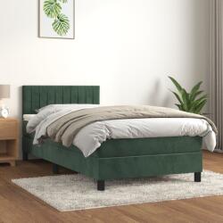 vidaXL sötétzöld bársony rugós ágy matraccal 100 x 200 cm (3141410)