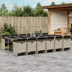 vidaXL 13 részes szürke polyrattan kerti étkezőgarnitúra párnákkal (3210587)
