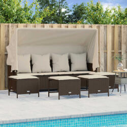 vidaXL 5 részes barna polyrattan kerti ülőgarnitúra párnával (3261564)