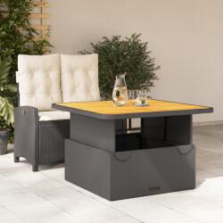 vidaXL 2 részes fekete polyrattan kerti étkezőgarnitúra párnával (3277379)