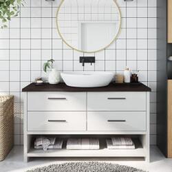 vidaXL sötétbarna kezelt tömör fa fürdőszobai pult 100x30x(2-4) cm (3156222)