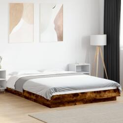 vidaXL füstös tölgyszínű szerelt fa ágykeret 135 x 190 cm (3281228)