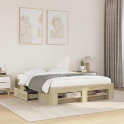 vidaXL sonoma tölgy színű szerelt fa ágykeret matrac nélkül 140x190 cm (3295501)
