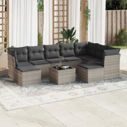 vidaXL 10 részes világosszürke polyrattan kerti ülőgarnitúra párnákkal (3218582)