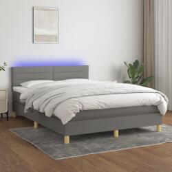 vidaXL sötétszürke szövet rugós és LED-es ágy matraccal 140x190 cm (3133790)