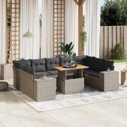 vidaXL 10 részes szürke polyrattan kerti ülőgarnitúra párnákkal (3272782)