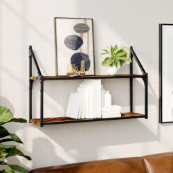 vidaXL 2 szintes füstös tölgy színű szerelt fa fali polc 80x21x51 cm (835466)