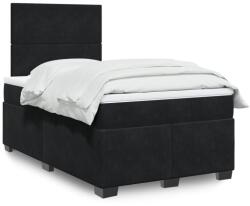 vidaXL fekete bársony rugós ágy matraccal 120x190 cm (3290854)