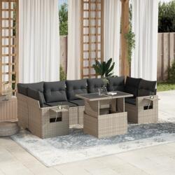 vidaXL 8 részes világosszürke polyrattan kerti ülőgarnitúra párnával (3267782)