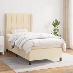 vidaXL krémszínű szövet rugós ágy matraccal 90 x 190 cm (3128090)