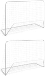 vidaXL 2 db fehér acél focikapu hálóval 182 x 61 x 122 cm (276047)