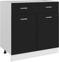 vidaXL Lyon fekete szerelt fa fiókos alsószekrény 80 x 46 x 81, 5 cm (801237)