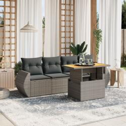 vidaXL 5 részes szürke polyrattan kerti ülőgarnitúra párnákkal (3272075)