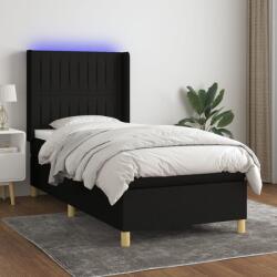 vidaXL fekete szövet rugós és LED-es ágy matraccal 90x200 cm (3139007)