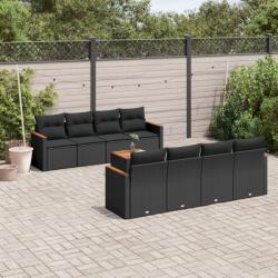 vidaXL 9 részes fekete polyrattan kerti ülőgarnitúra párnákkal (3225817) - vidaxl