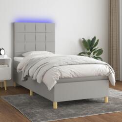 vidaXL világosszürke szövet rugós és LED-es ágy matraccal 100x200 cm (3135413)