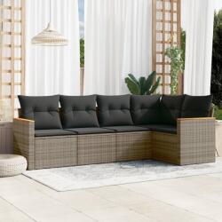 vidaXL 5 részes szürke polyrattan kerti ülőgarnitúra párnákkal (3258350)