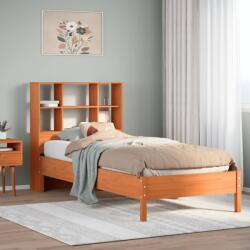 vidaXL barna tömör fenyőfa könyvespolcos ágy matrac nélkül 90 x 200 cm (3322881)