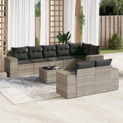 vidaXL 9 részes világosszürke polyrattan kerti ülőgarnitúra párnával (3255169) - vidaxl