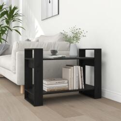 vidaXL fekete tömör fenyőfa könyvszekrény/térelválasztó 80x35x56, 5 cm (813898)