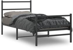 vidaXL fekete fém ágykeret fej- és lábtámlával 90 x 190 cm (355375)