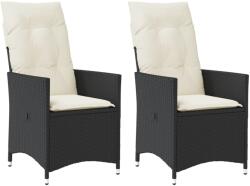 vidaXL 2 db fekete polyrattan dönthető kerti szék párnával (365645)