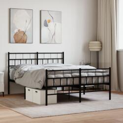 vidaXL fekete fém ágykeret fej- és lábtámlával 140 x 190 cm (355677)
