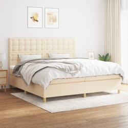 vidaXL krémszínű szövet rugós ágy matraccal 200 x 200 cm (3142686)
