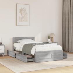 vidaXL betonszürke szerelt fa ágykeret fejtámlával 90 x 200 cm (3295586)