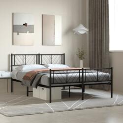 vidaXL fekete fém ágykeret fej- és lábtámlával 120 x 190 cm (372194)