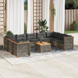 vidaXL 10 részes szürke polyrattan kerti ülőgarnitúra párnákkal (3261987) - vidaxl