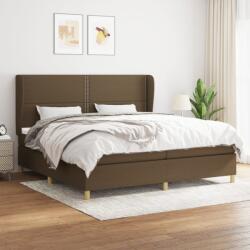 vidaXL sötétbarna szövet rugós ágy matraccal 200 x 200 cm (3128472)
